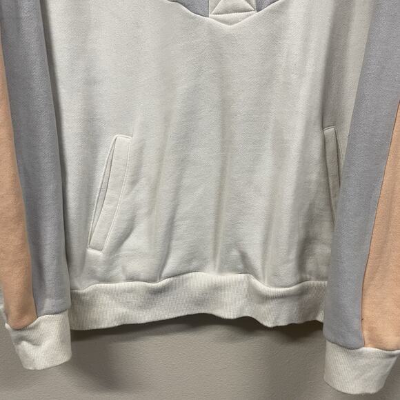 VTG FILA Polo Quarter Button Striped Sweatshirt White Gray Peach Men’s Sz Small - Picture 2 of 10